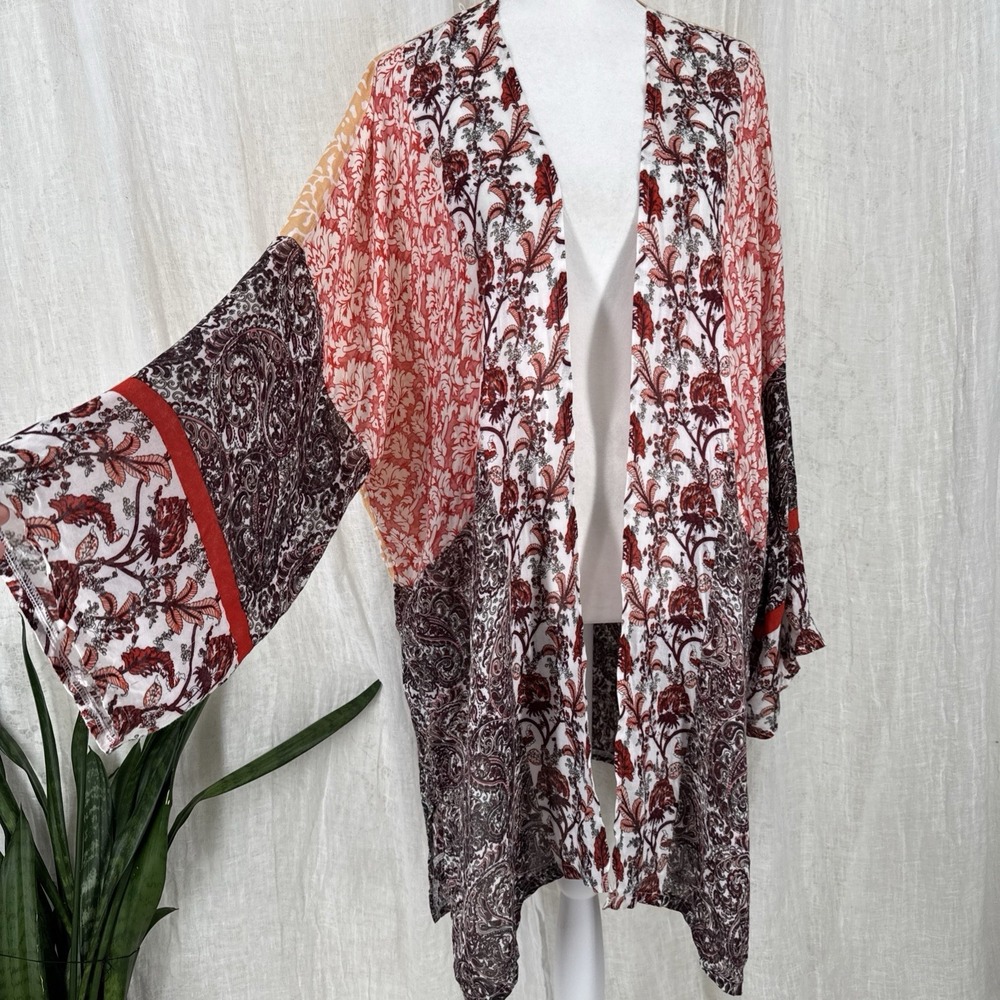 Boho Patchwork Kimono Oversized Layering Paisley Hippie Festival One Size Beach